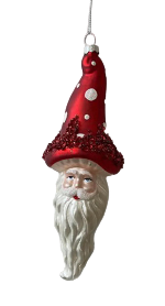 Mushroom Hat Santa Head Ornament