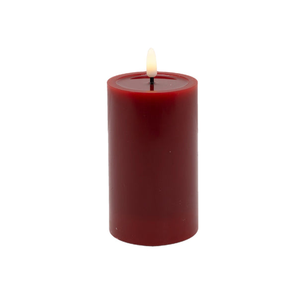 Assorted Dark Red Pillar Flameless Candle, INDIVIDUALLY SOLD