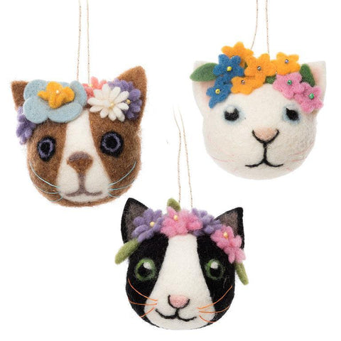 Assorted Cat Face Ornament, INDIVIDUALLY SOLD