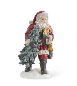Santa Carrying Tree Figurine