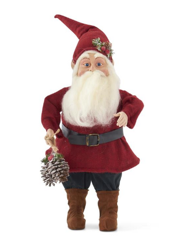 Santa Holding Pinecones Figurine