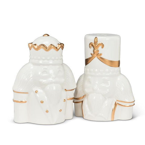 White And Gold Nutcracker Salt & Pepper, Set Of 2