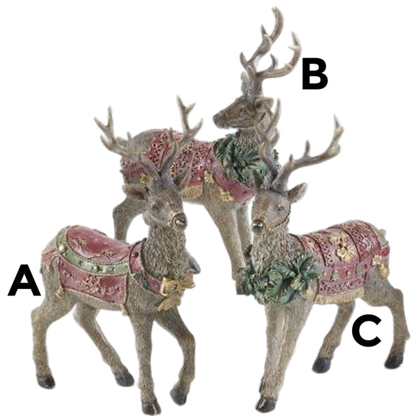 Assorted Reindeer With Red Blanket Figurine, INDIVIDUALLY SOLD