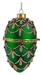 Green Gem Hinged Egg Ornament