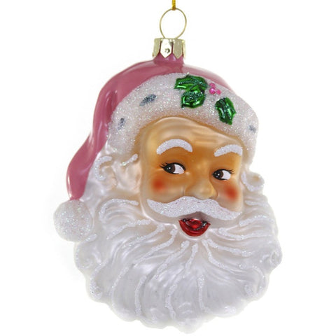 Pink Santa Head Ornament