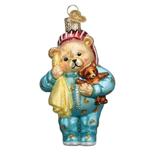 Baby's 1st Christmas Bedtime Teddy Bear Ornament : Gender Neutral