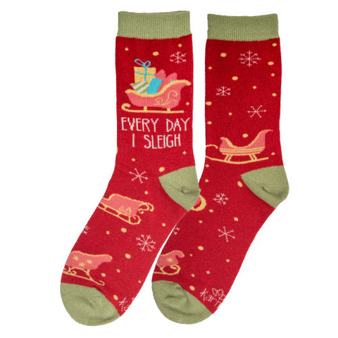 Every Day I Sleigh Ladies Socks