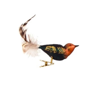 Brown Clip On Bird Ornament