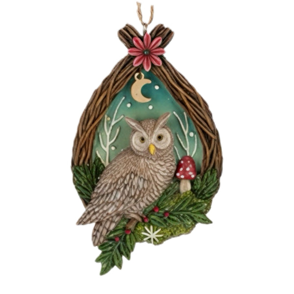 Assorted Woodland Animal In Twig Wreath Ornament, INDIVIDUALLY SOLD