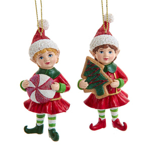 Assorted Elf Holding Cookie Ornament, INDIVIDUALLY SOLD