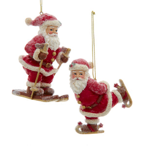 Assorted Santa Doing Winter Sports Ornament, INDIVIDUALLY SOLD
