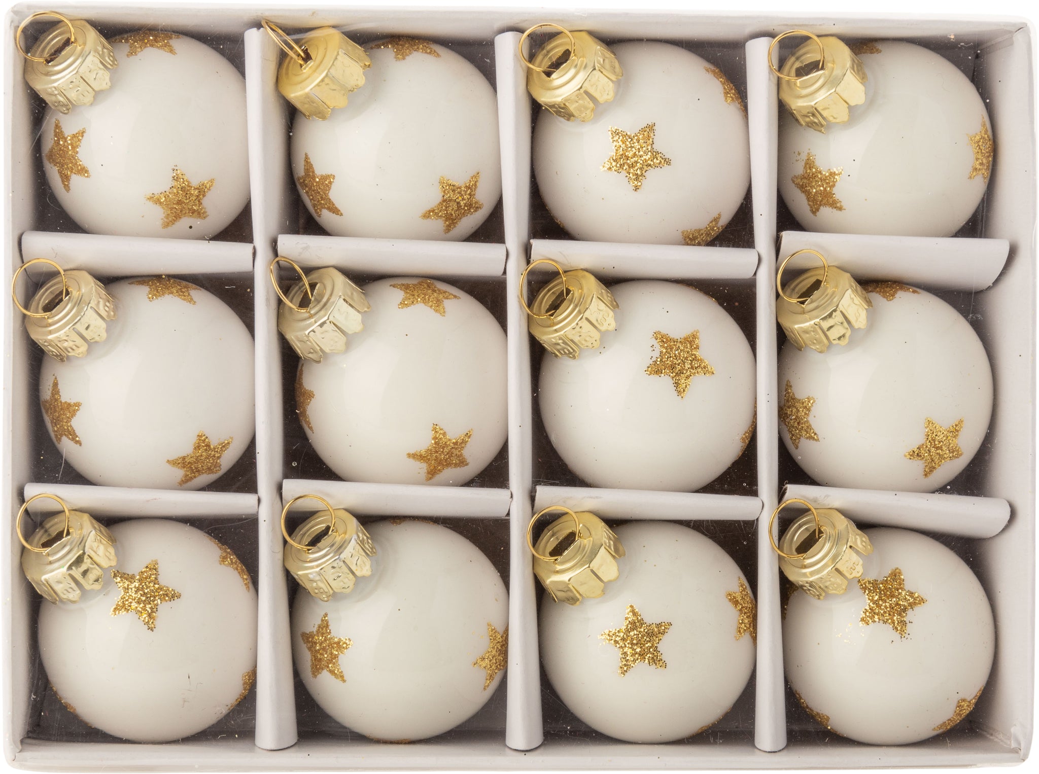 Miniature Star Ball Boxed, Set Of 12