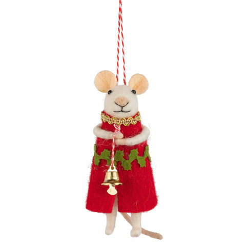 Mouse Holding Bell Ornament