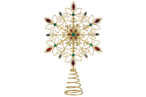 14" 12 Point Non Lit Gold Jewel Star Tree Topper