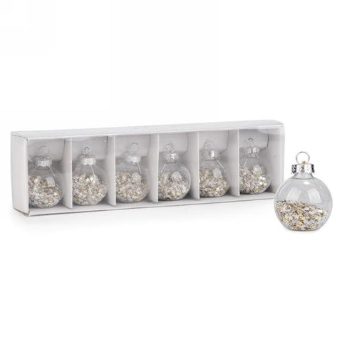 Silver And Gold Star Confetti Glass Ball Place Card Holder Set Of 6