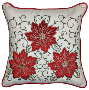 Red Poinsettia Pillow