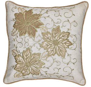 Gold And White Poinsettia Pillow