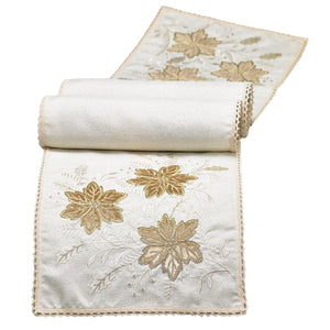 Gold And White Poinsettia Table Runner