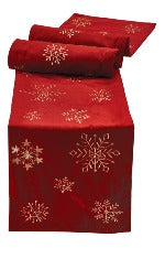 Red With Gold Snowflakes Table Runner