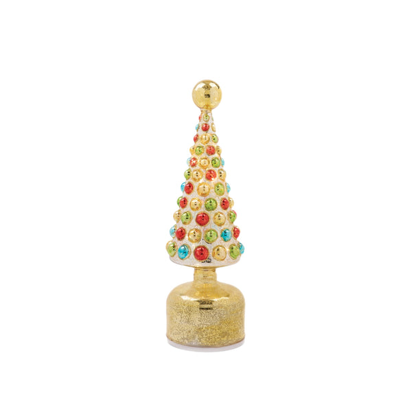Assorted Gold With Multicoloured Balls Tree Figurine, INDIVIDUALLY SOLD