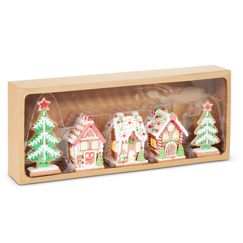 Assorted Gingerbread House & Tree Figurine, INDIVIDUALLY SOLD