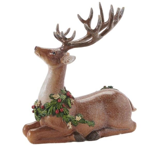 Assorted Reindeer With Leaf Garland Figurine, INDIVIDUALLY SOLD