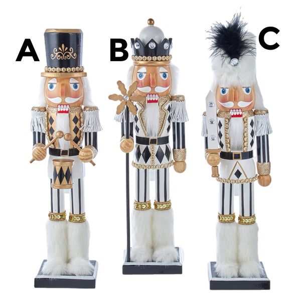 Assorted 15" Black & White Diamond Nutcracker, INDIVIDUALLY SOLD