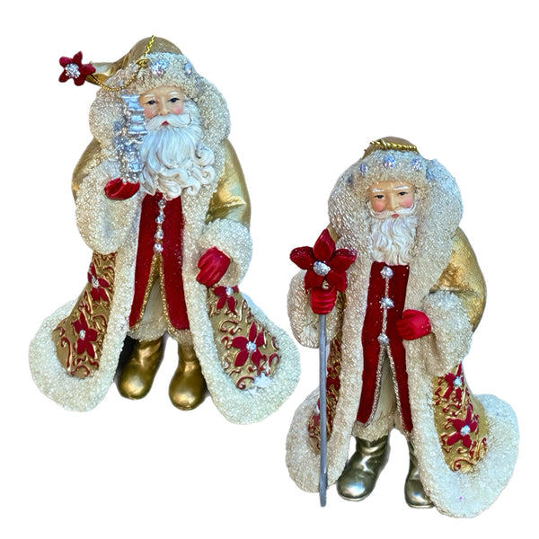 Assorted Santa With Flower Ornament, INDIVIDUALLY SOLD