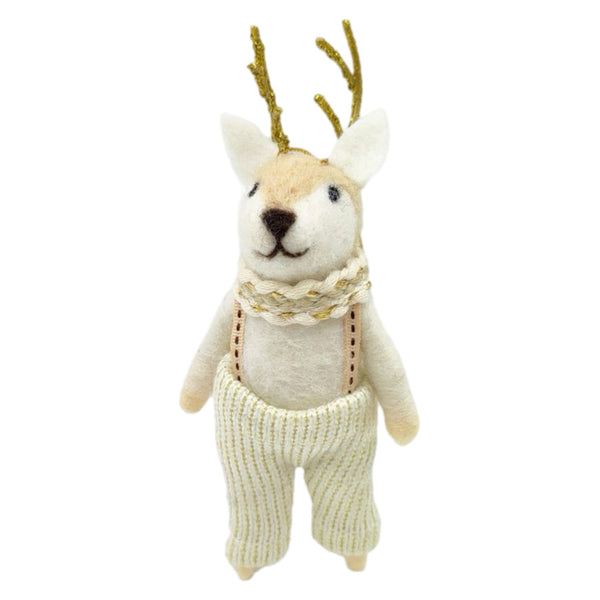 Assorted Reindeer In White Outfit Ornament, INDIVIDUALLY SOLD