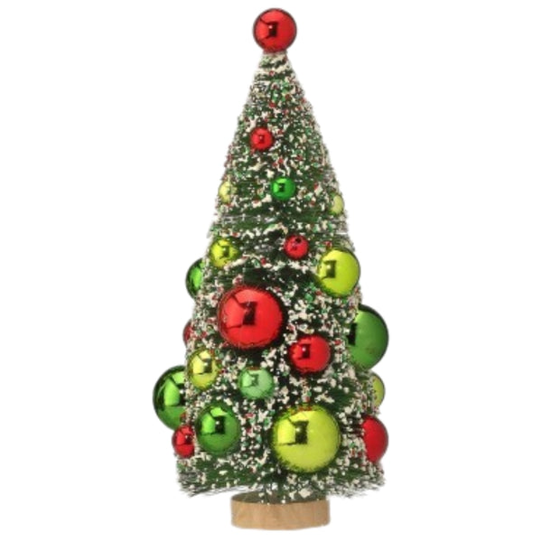 Assorted Green & Red Bottlebrush Tree Figurine, INDIVIDUALLY SOLD
