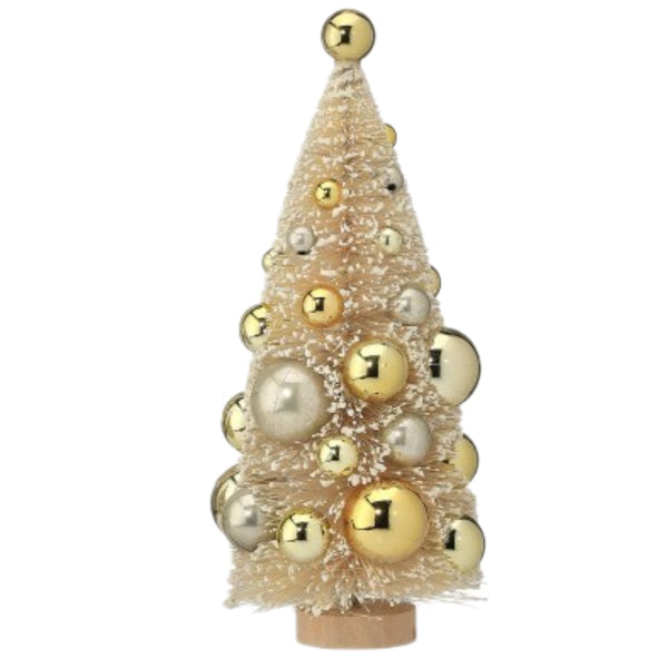 Assorted Champagne & Gold Bottlebrush Tree Figurine, INDIVIDUALLY SOLD