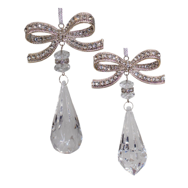 Assorted Gem With Bow Drop Ornament, INDIVIDUALLY SOLD