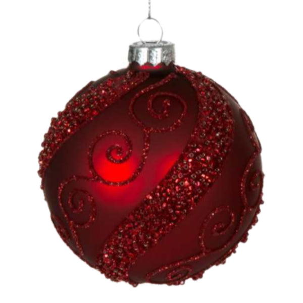 Assorted Red Iced Swirl Ball, INDIVIDUALLY SOLD