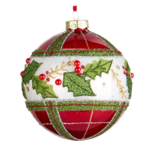 Assorted Plaid & Holly Ball, INDIVIDUALLY SOLD