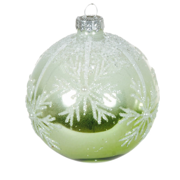 Assorted Green With Snowflake Ball, INDIVIDUALLY SOLD