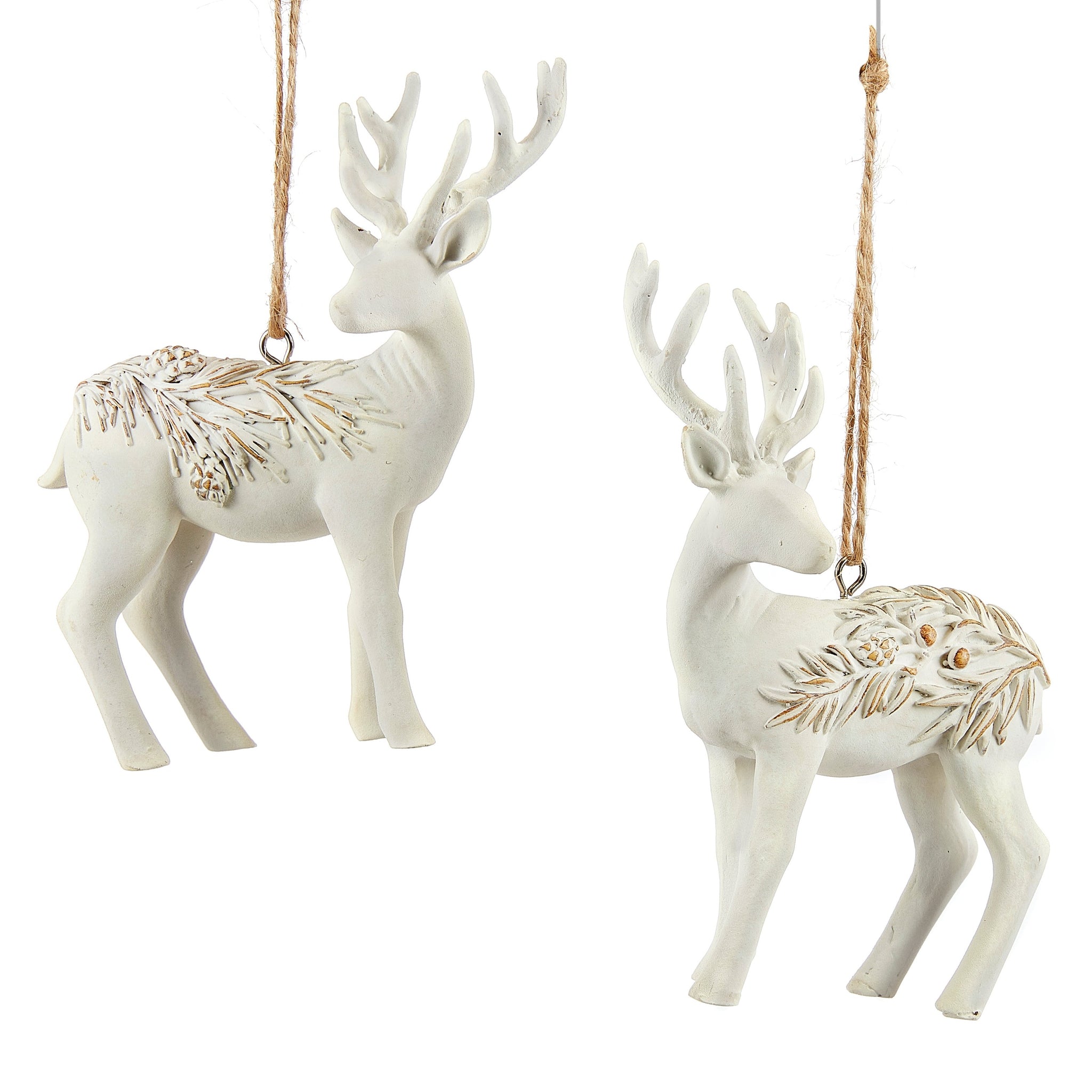 Assorted White And Gold Reindeer Ornament, INDIVIDUALLY SOLD