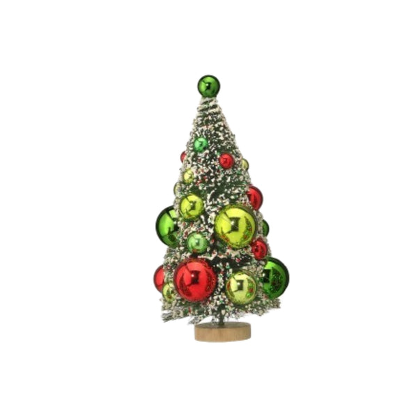 Assorted Green & Red Bottlebrush Tree Figurine, INDIVIDUALLY SOLD