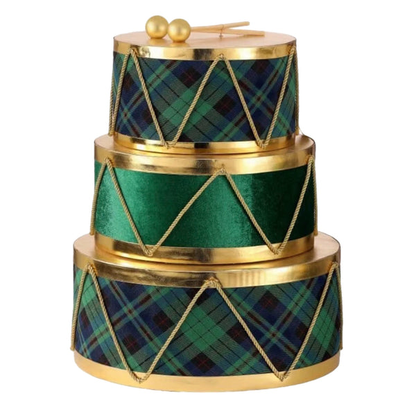Assorted Stacked Plaid Drum Figurine, INDIVIDUALLY SOLD