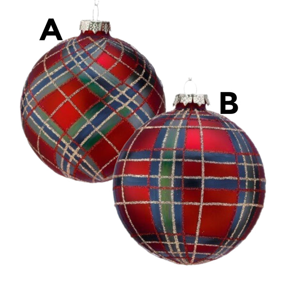 Assorted Red Plaid Ball, INDIVIDUALLY SOLD