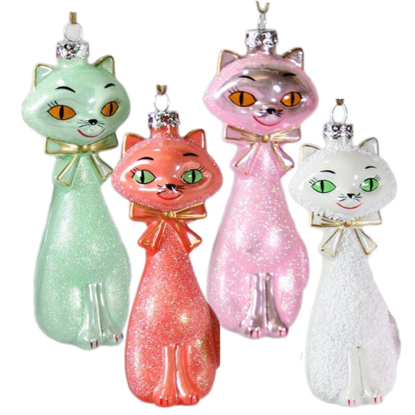 Assorted Retro Smiling Cat Ornament, INDIVIDUALLY SOLD