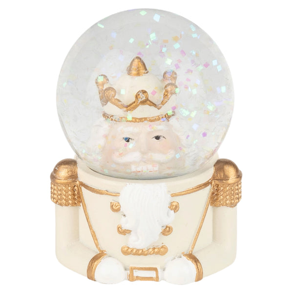 Assorted White & Gold Nutcracker Head Snowglobe, INDIVIDUALLY SOLD