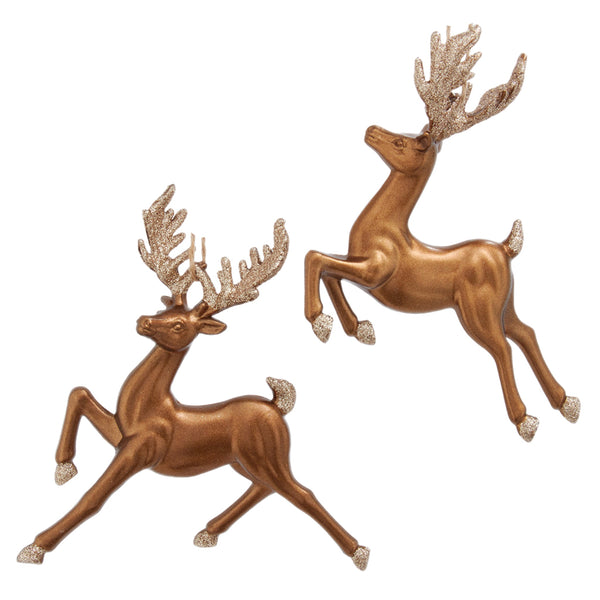 Assorted Bronze Glittered Reindeer Ornament, INDIVIDUALLY SOLD