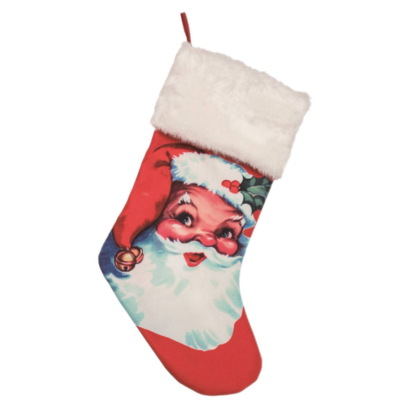 Assorted 20" Retro Santa Stocking, INDIVIDUALLY SOLD