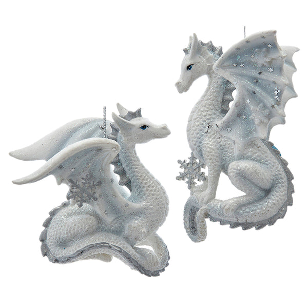 Assorted Silver Dragon With Snowflake Ornament, INDIVIDUALLY SOLD