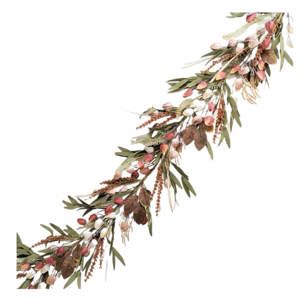 5' Chinese Lantern With Leaves Garland