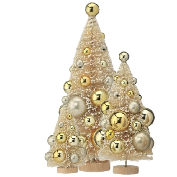 Assorted Champagne & Gold Bottlebrush Tree Figurine, INDIVIDUALLY SOLD
