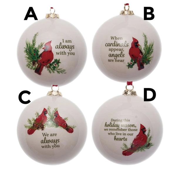 Assorted Cardinal Memorial Ball, INDIVIDUALLY SOLD