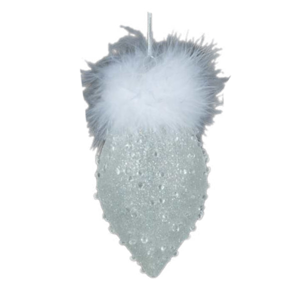 Assorted White Iced With Feathers Ball, INDIVIDUALLY SOLD