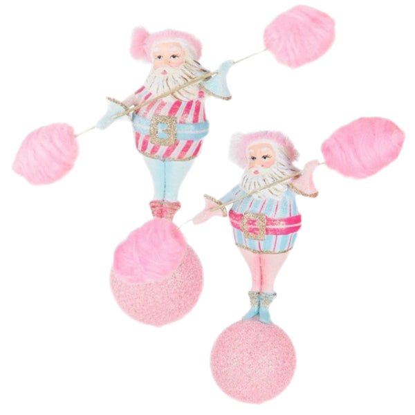 Assorted Balancing Cotton Candy Santa Ornament, INDIVIDUALLY SOLD