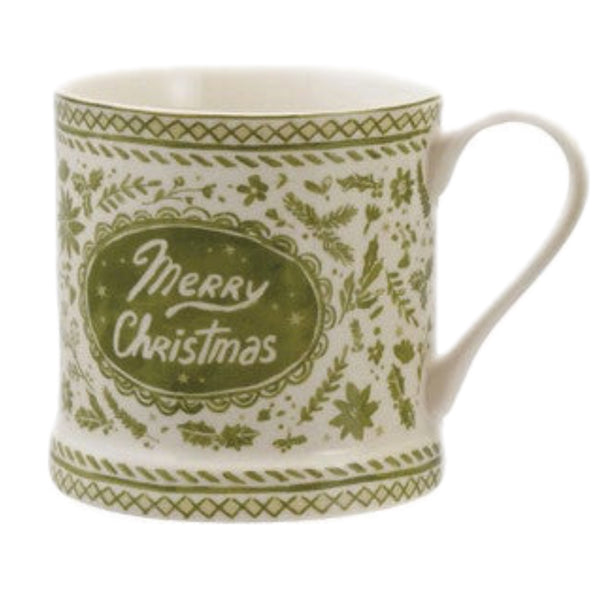 Assorted Green & White Holiday Mug, INDIVIDUALLY SOLD